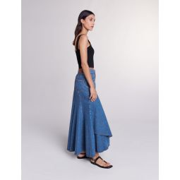 Asymmetrical denim skirt