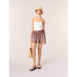 Print mini skirt with rhinestones