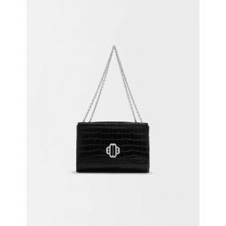 Embossed leather bag with chain