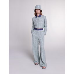 Wide-leg tweed trousers