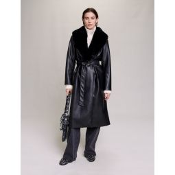 Long leather-effect coat