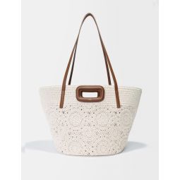 Basket bag in raffia and leather