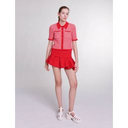 Asymmetrical tweed miniskirt