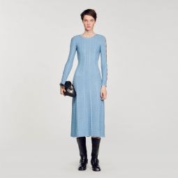 Long-sleeved knit midi dress