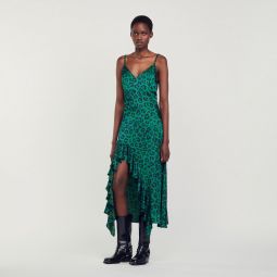 Leopard print slit dress
