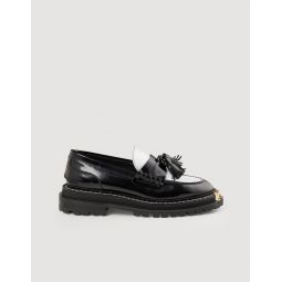 Thick-soled leather loafers