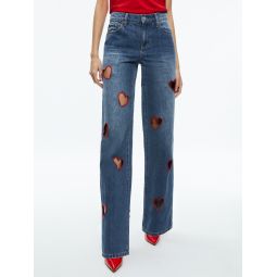 KARRIE EMBROIDERED HEART CUTOUT JEAN