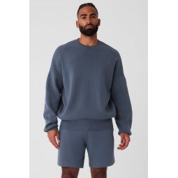 Scholar Crew Neck Sweater - Bluestone