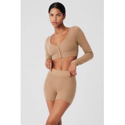 Alolux Cropped Me Time Cardigan - Toasted Almond