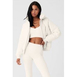Faux Leather Boss Puffer - Ivory