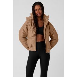 Faux Leather Boss Puffer - Toasted Almond