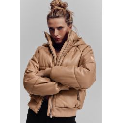 Faux Leather Boss Puffer - Toasted Almond