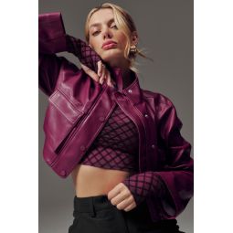 Faux Leather Power Hour Jacket - Wild Berry