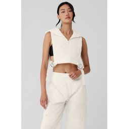Cropped Snowrider Sleeveless Puffer Top - Ivory