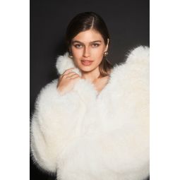 Opulent Faux Fur Cropped Jacket - Ivory