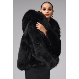Opulent Faux Fur Statement Jacket - Black