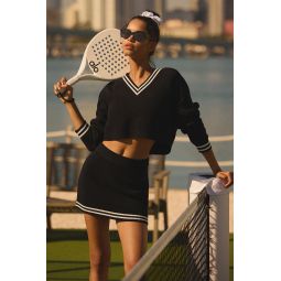 Tennis Club Sweater Knit Skirt - Black/Ivory