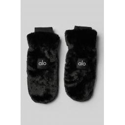 Faux Fur Mittens - Black