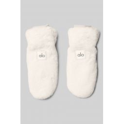 Faux Fur Mittens - Ivory