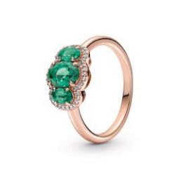 Green Three Stone Vintage Ring - Pandora Rose * RETIRED *