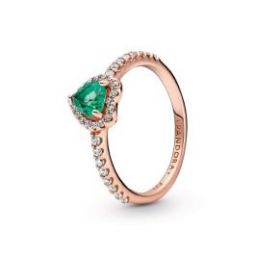 Green Sparkling Elevated Heart Ring - Pandora Rose