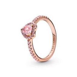 Pink Sparkling Elevated Heart Ring - Pandora Rose