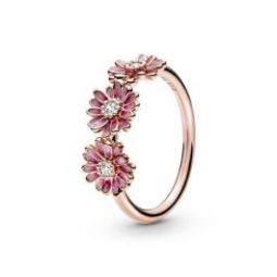 Pink Daisy Flower Trio Ring - Pandora Rose