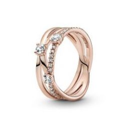 Sparkling Triple Band Ring - Pandora Rose