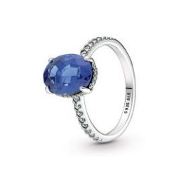 Blue Sparkling Statement Halo Ring