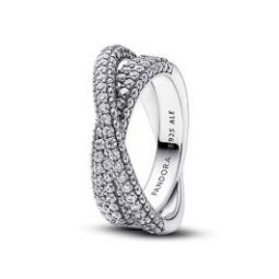 Pave Crossover Dual Band Ring