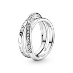 Crossover Pave Triple Band Ring
