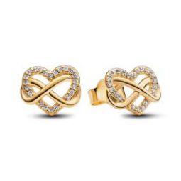 Sparkling Infinity Heart Stud Earrings - Pandora Shine