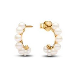 Treated Freshwater Cultured Pearls Open Hoop Earrings - Pandora Shine