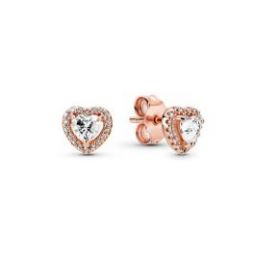 Sparkling Elevated Heart Stud Earrings - Pandora Rose