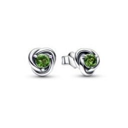 Spring Green Eternity Circle Stud Earrings - August