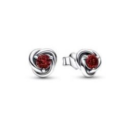 Red Eternity Circle Stud Earrings - January