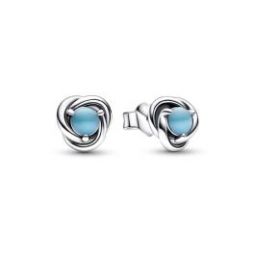 Turquoise Blue Eternity Circle Stud Earrings - December