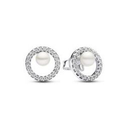 Treated Freshwater Cultured Pearl & Pave Halo Stud Earrings
