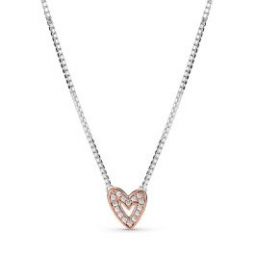 Sparkling Freehand Heart Necklace - Pandora Rose