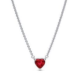 Sparkling Red Heart Halo Pendant Collier Necklace