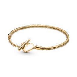 Heart T-Bar Snake Chain Bracelet - Pandora Shine