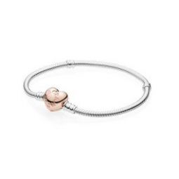 Silver Bracelet With PANDORA ROSE Heart Clasp