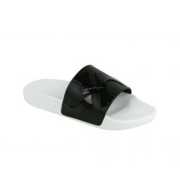 Salvatore Ferragamo Mens Dante Black / White Rubber Slide Sandal