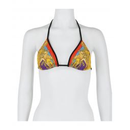Versace Womens Barocco Printed Triangle Bikini Top