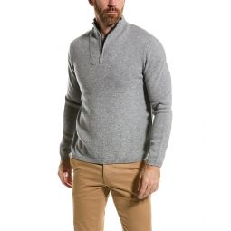 Amicale Cashmere 1/4-Zip Cashmere Funnel Sweater