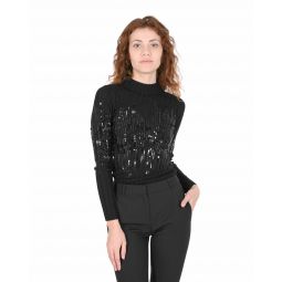 Hugo Boss Black Cotton Blend Sweater with Silk Detail