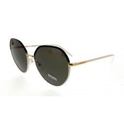 Prada 0PR 65XS YC45G158 Black/Ivory Round Sunglasses