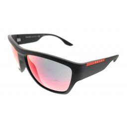 Prada Linea Rossa 0PS 08VS DG008F Rubber Black Rectangular Full Rim Sunglasses