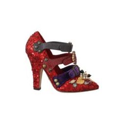 Dolce & Gabbana Sequined Crystal Studs Heels Shoes