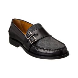 Gucci Gg Buckle Gg Supreme Canvas & Leather Loafer